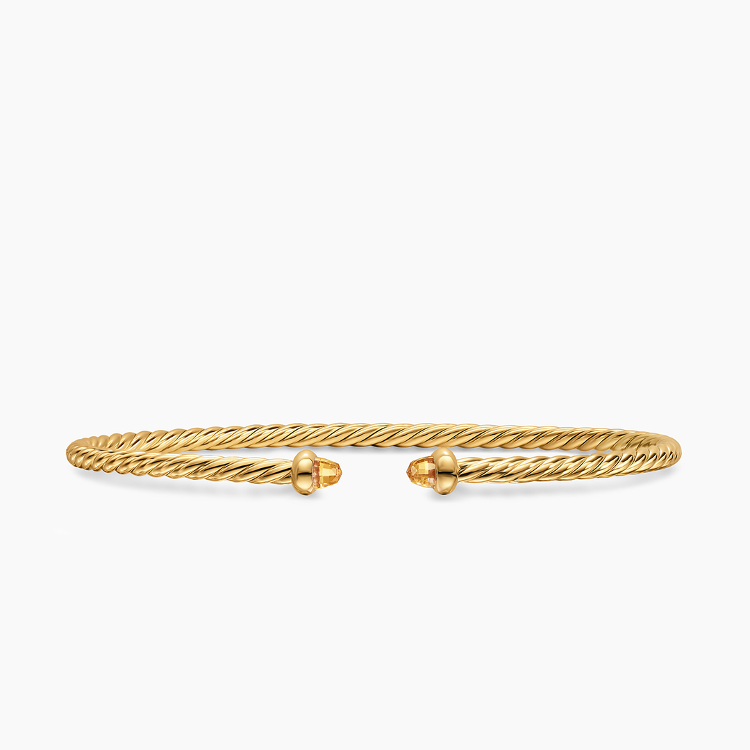 David Yurman Micro Cablespira® Flex Bracelet 18k Yellow Gold with Citrine, 2.6mm