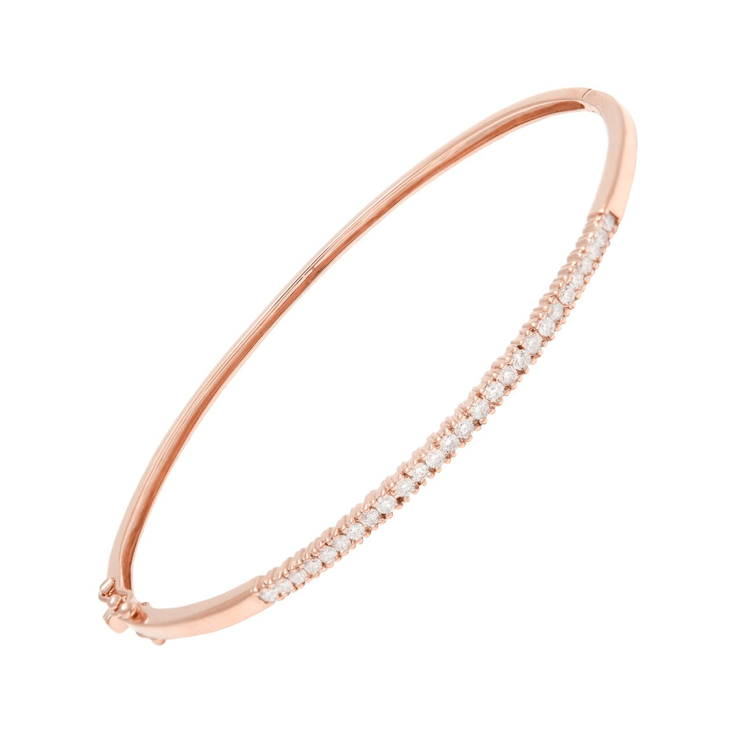 14k Rose Gold and .50 Total Weight Diamond Bangle Bracelet