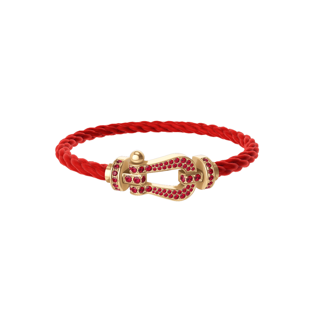 Fred FORCE 10 Red Cable 18k Yellow Gold Rubies LG Buckle, Exclusively at Hamilton Jewelers