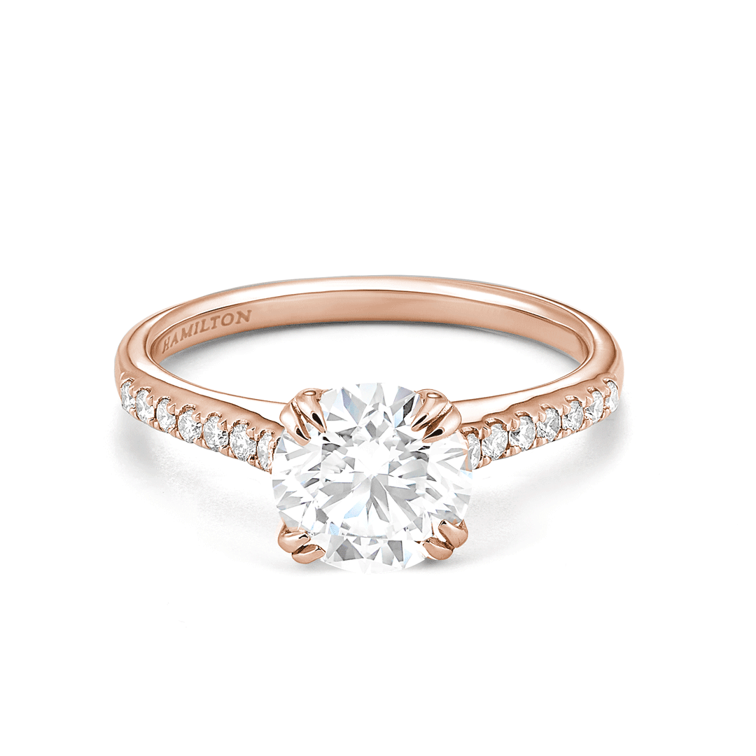 Hamilton Cherish Micro Prong 18k Rose Gold and Diamond Engagement Ring