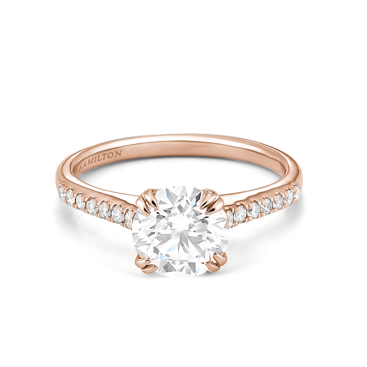 Hamilton Cherish Micro Prong 18k Rose Gold and Diamond Engagement Ring