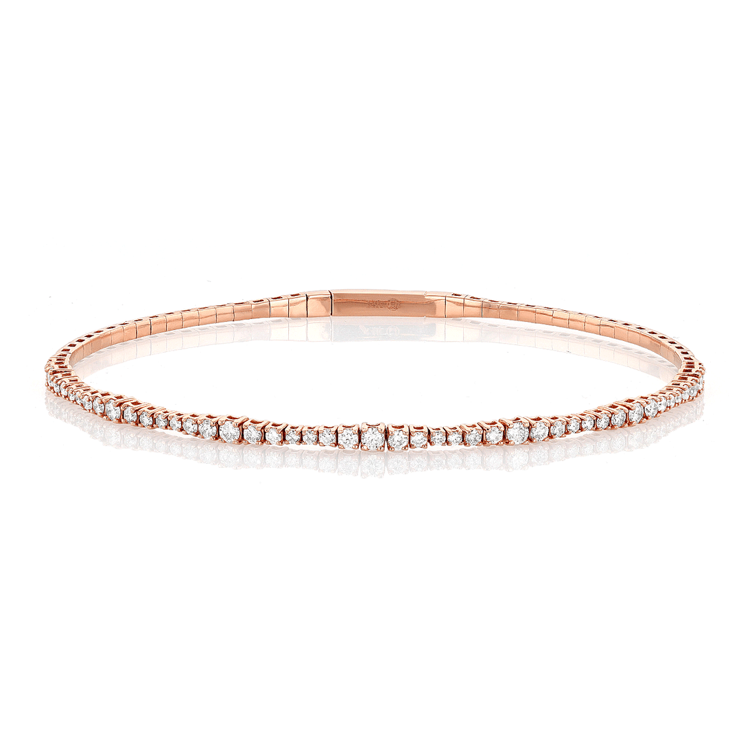 14k Rose Gold and Diamond .80 Total Weight Flex Bangle