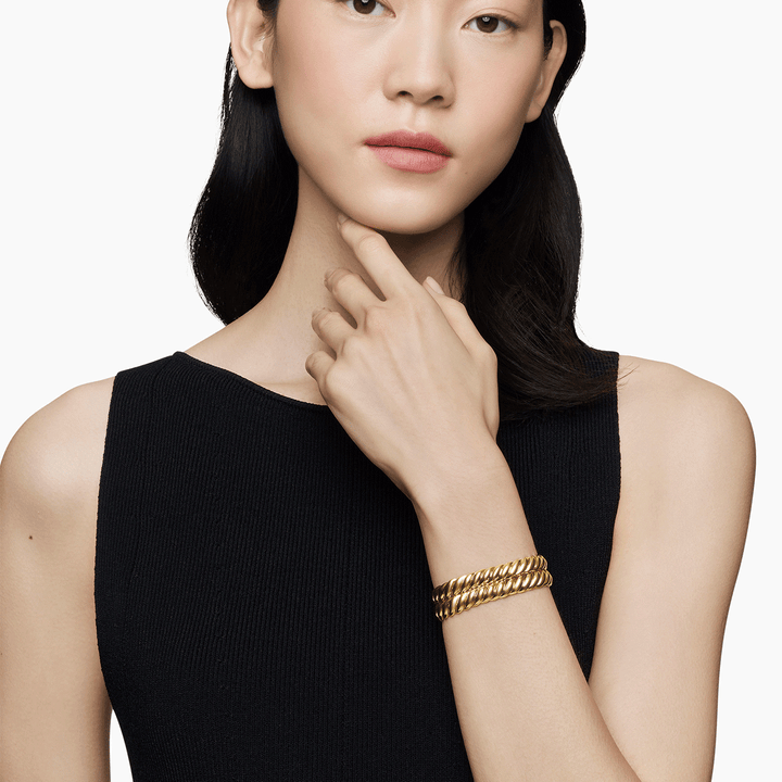 David Yurman Sculpted Cable Double Wrap Bracelet in 18k Yellow Gold