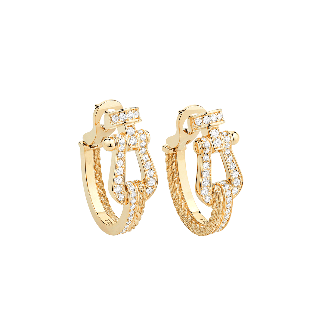 FRED Force 10 Rise 18k Yellow Gold and Diamond 25mm Hoops