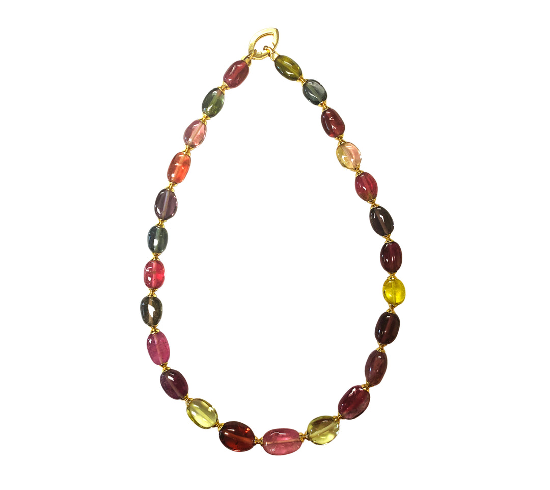 Goshwara 18k Yellow Gold and Multi Color Tourmaline Beads Necklace