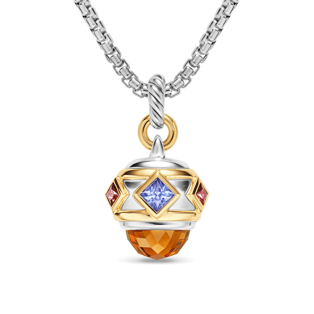 David Yurman Renaissance® Amulet Sterling Silver with 14K Yellow Gold, Madeira Citrine, Tanzanite and Rhodolite Garnet, 19.8mm