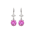 Platinum and Oval Pink Sapphire 6.09 Total Weight Drop Earrings