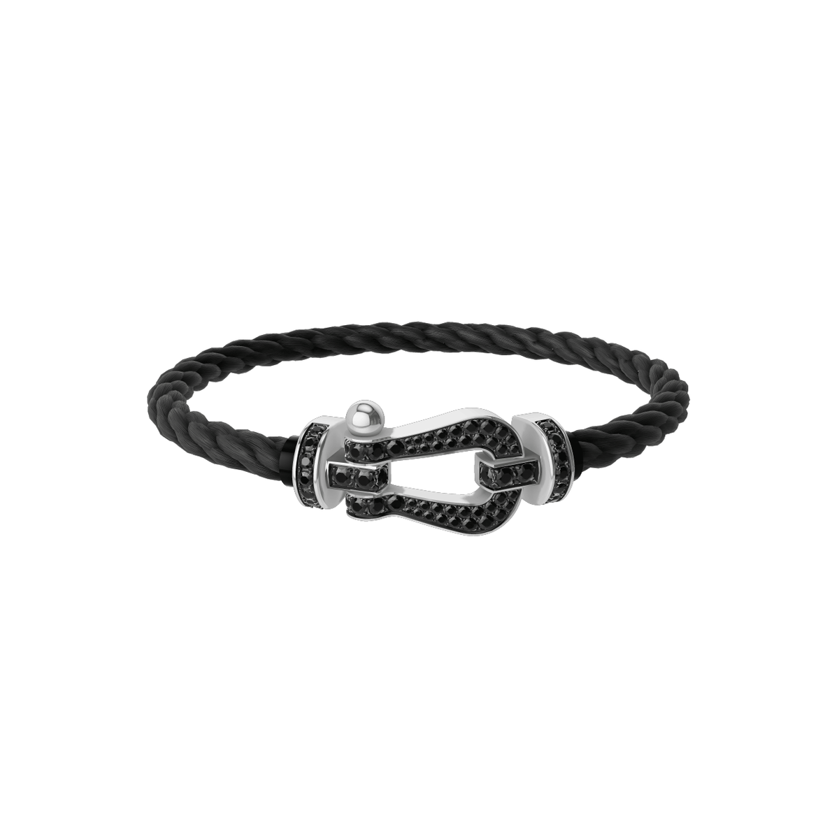 FRED FORCE 10 Black Cord with 18k White Gold LG Full black sapphire Buckle, Exclusively at Hamilton Jewelers