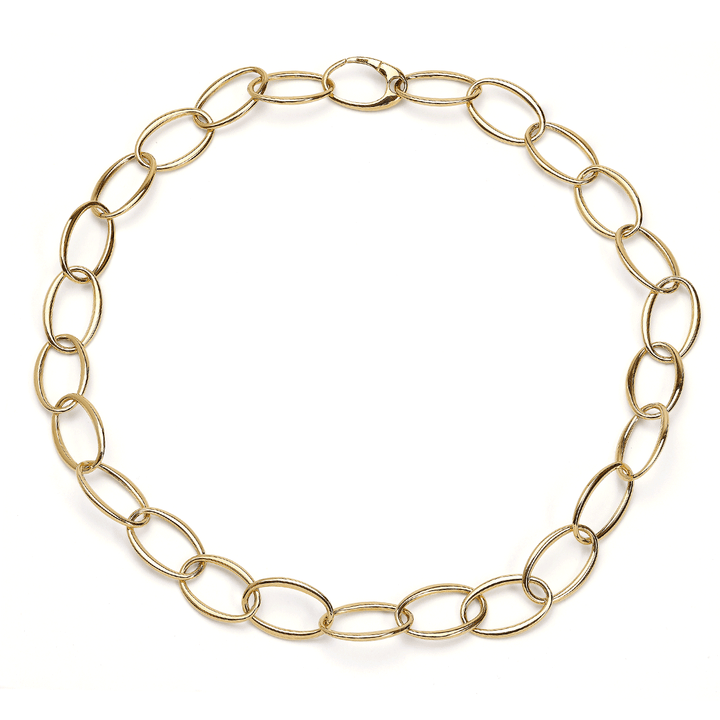 18k Yellow Gold 24 Inch Wide Oval Link Necklace