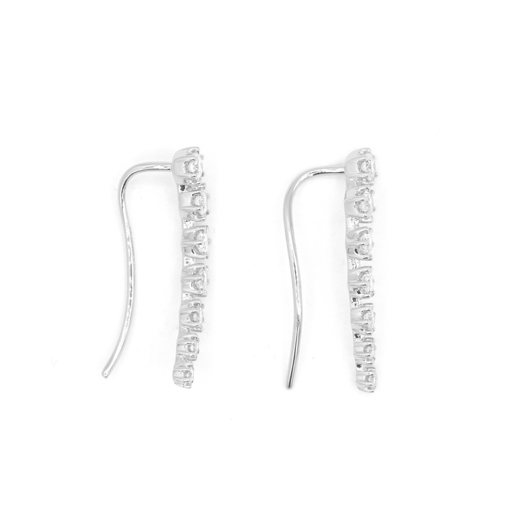 Joyful 18k White Gold .60 Total Weight Diamond Ear Climbers