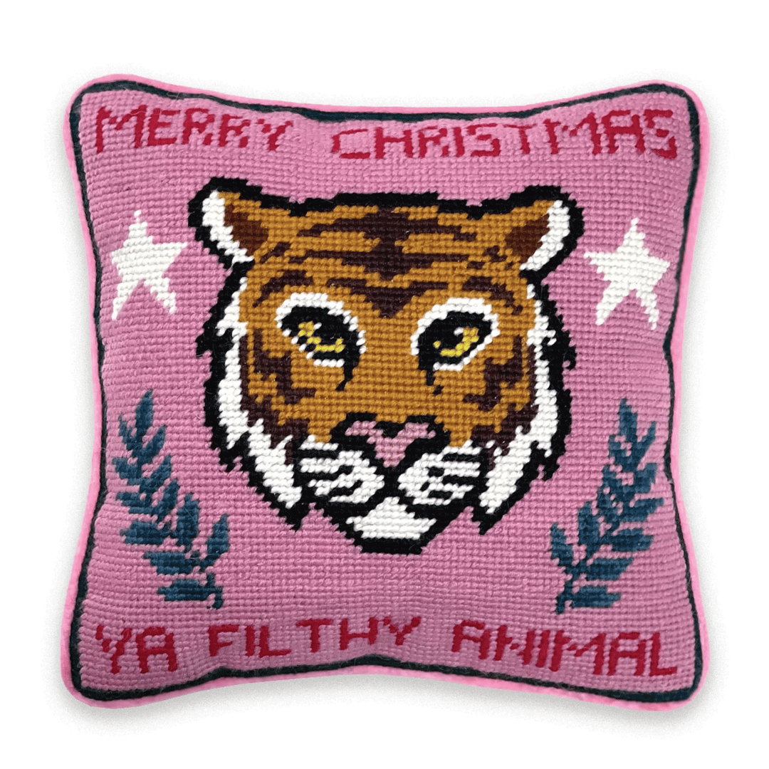Filthy Animal Needlepoint Pillow