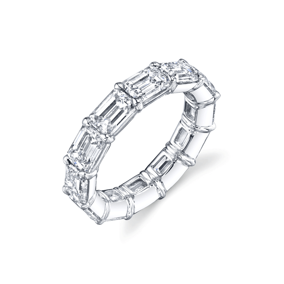 Platinum and 3.20 Total Weight Emerald Cut Diamond Eternity Band