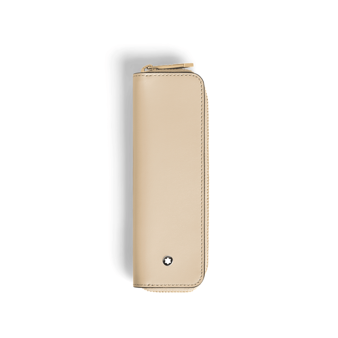 Montblanc 1-Pen Pouch with zip in Meisterstück Cloudy Beige Leather