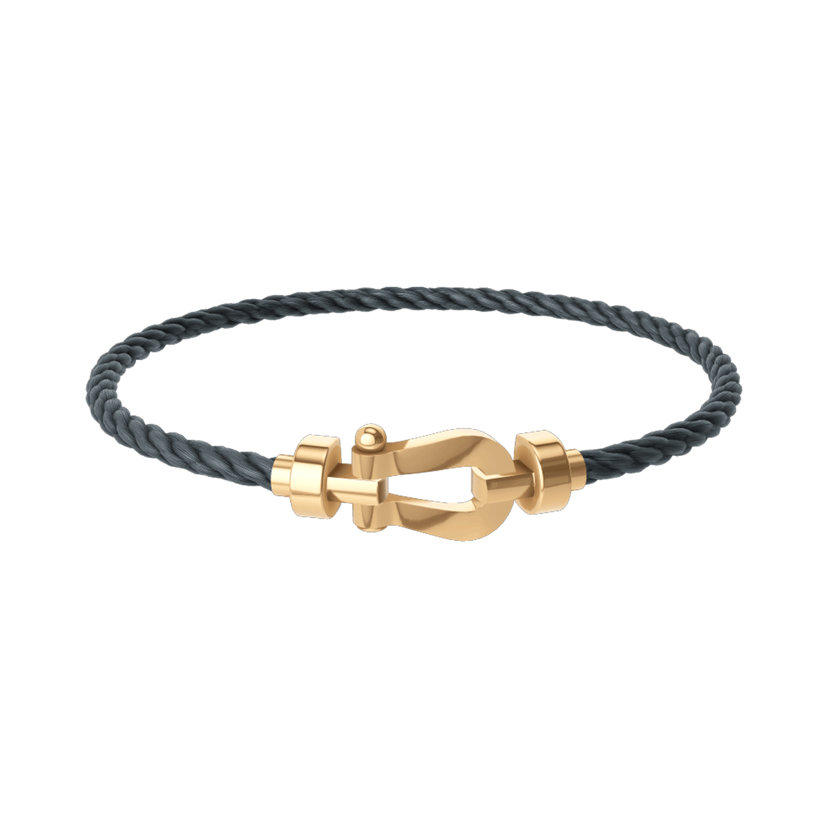[Yellow Gold] FRED Force 10 storm grey cord bracelet with yellow gold buckle