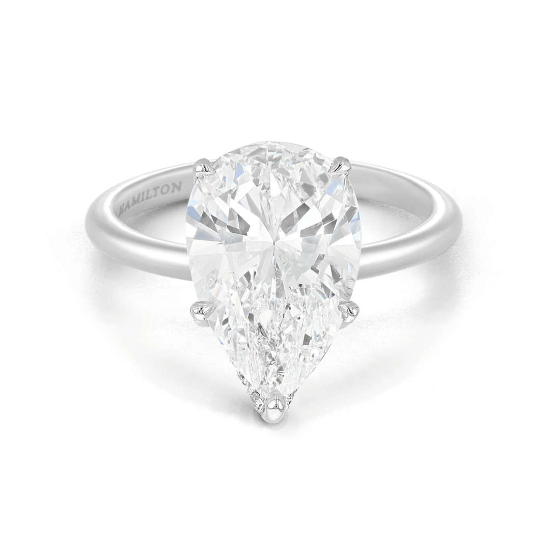 The Hamilton Silhouette Platinum and 5.02 Total Weight Pear Shape Diamond Engagement Ring