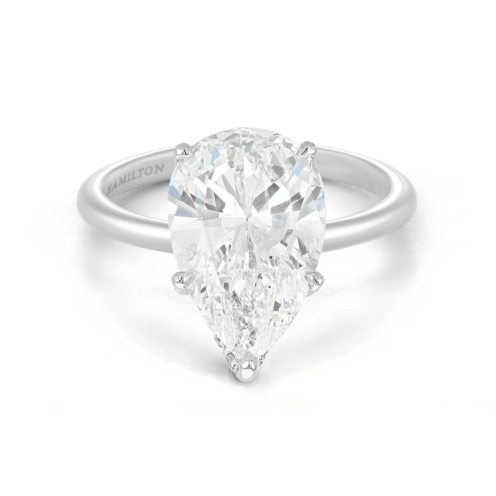 The Hamilton Silhouette Platinum and 5.02 Total Weight Pear Shape Diamond Engagement Ring