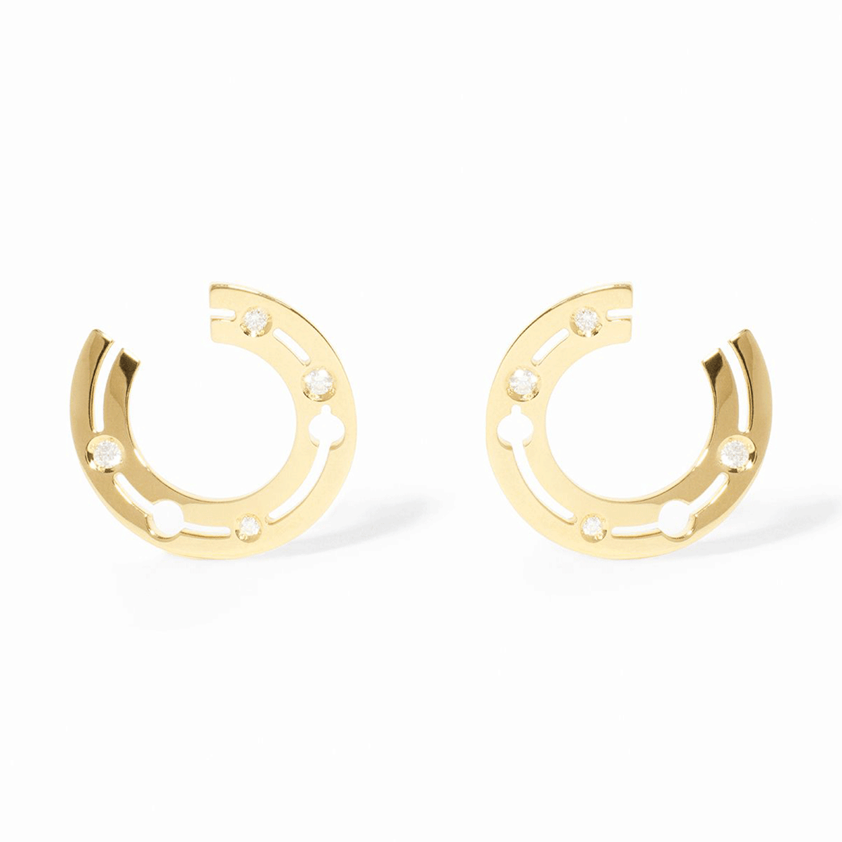 Dinh Van Pulse 18k Yellow Gold and Diamond Hoops