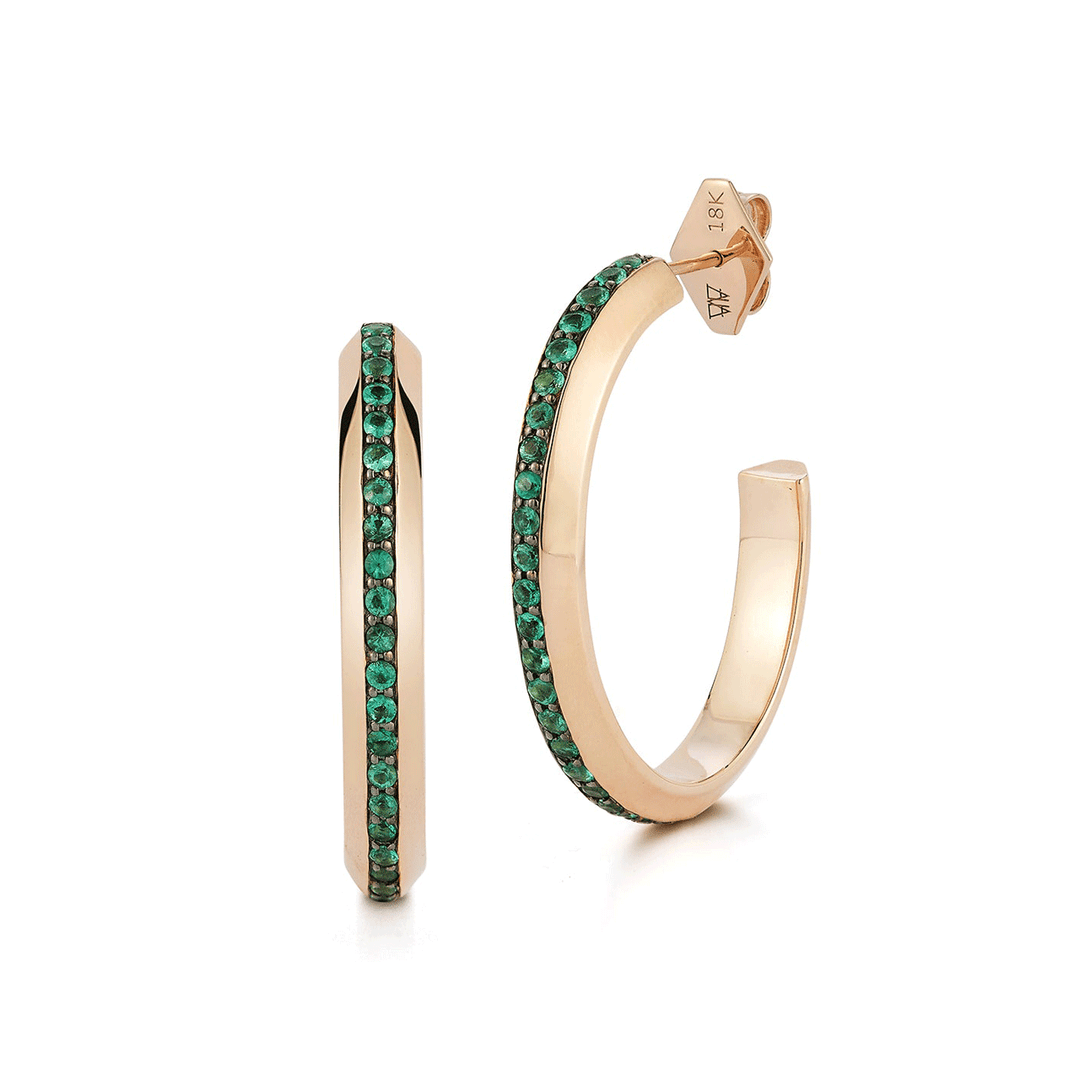 Walters Faith Grant 18k Rose Gold and Emerald Edge Hoops