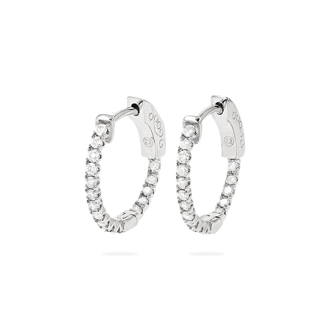 14k White Gold 17mm 1.00 Total Weight In Out Diamond Hoops