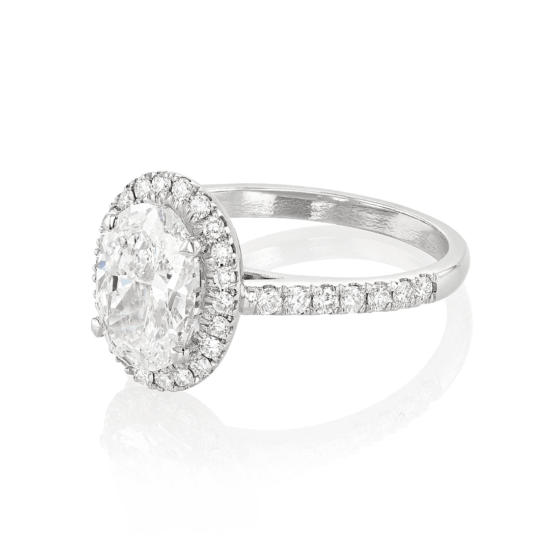 Lisette 18k White Gold and Oval Diamond 2.01 Total Weight Halo Ring