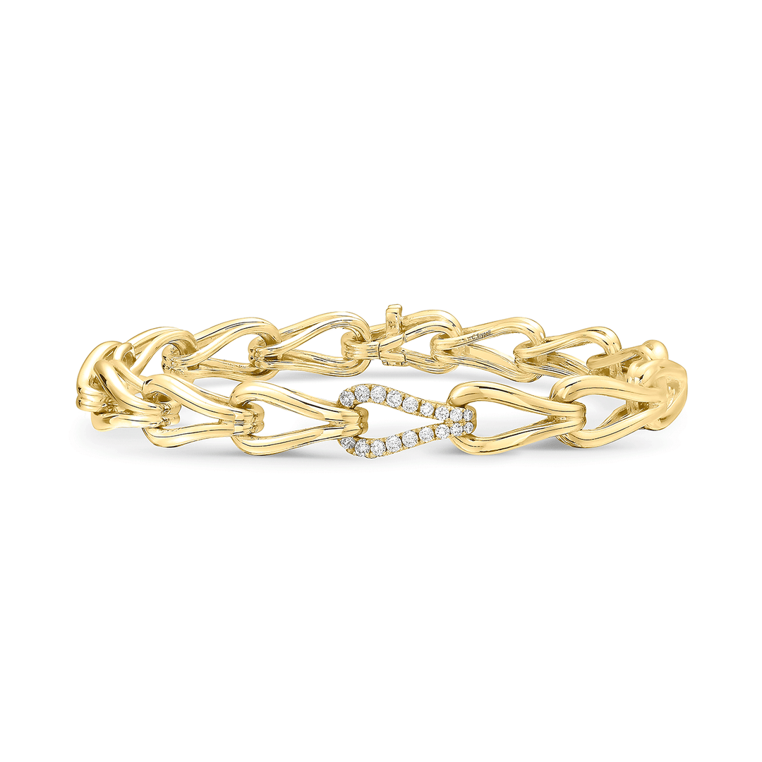 Charles Krypell 18k Yellow Gold and 0.37 Total Weight Diamond Link Bracelet