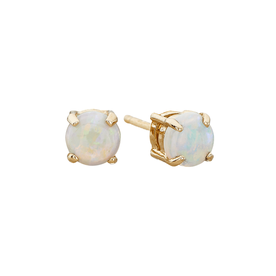 14k 5mm Opal Birthstone October Stud Earrings