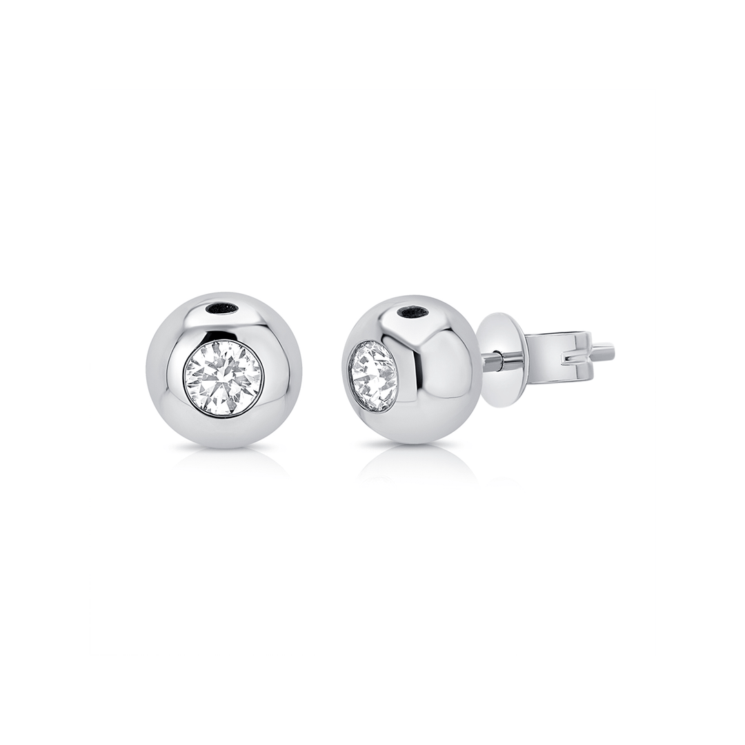 14k White Gold and Diamond .50 Total Weight Dome Studs