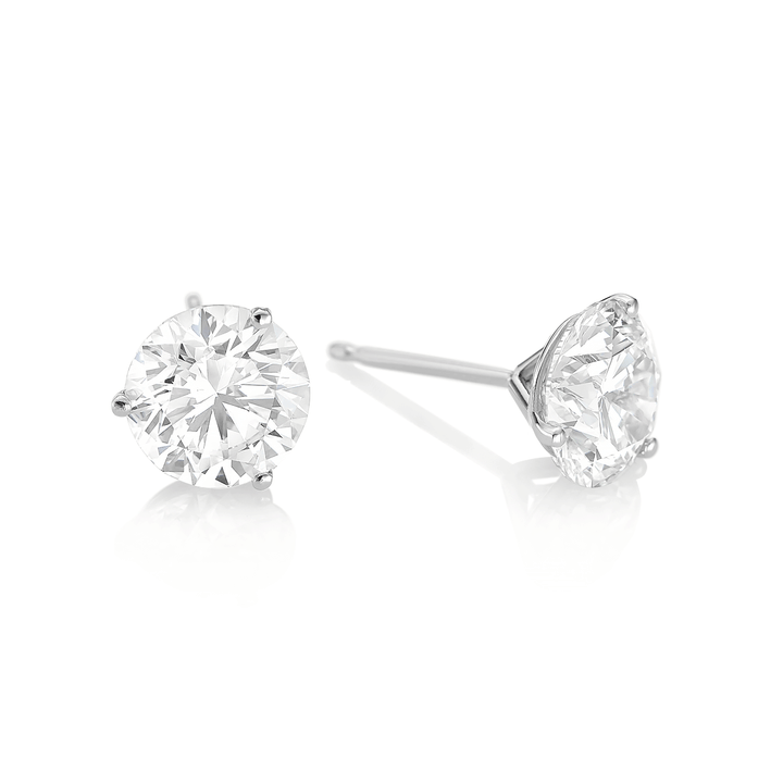 Classic 18k Gold and 4.00 Total Weight Diamond Studs