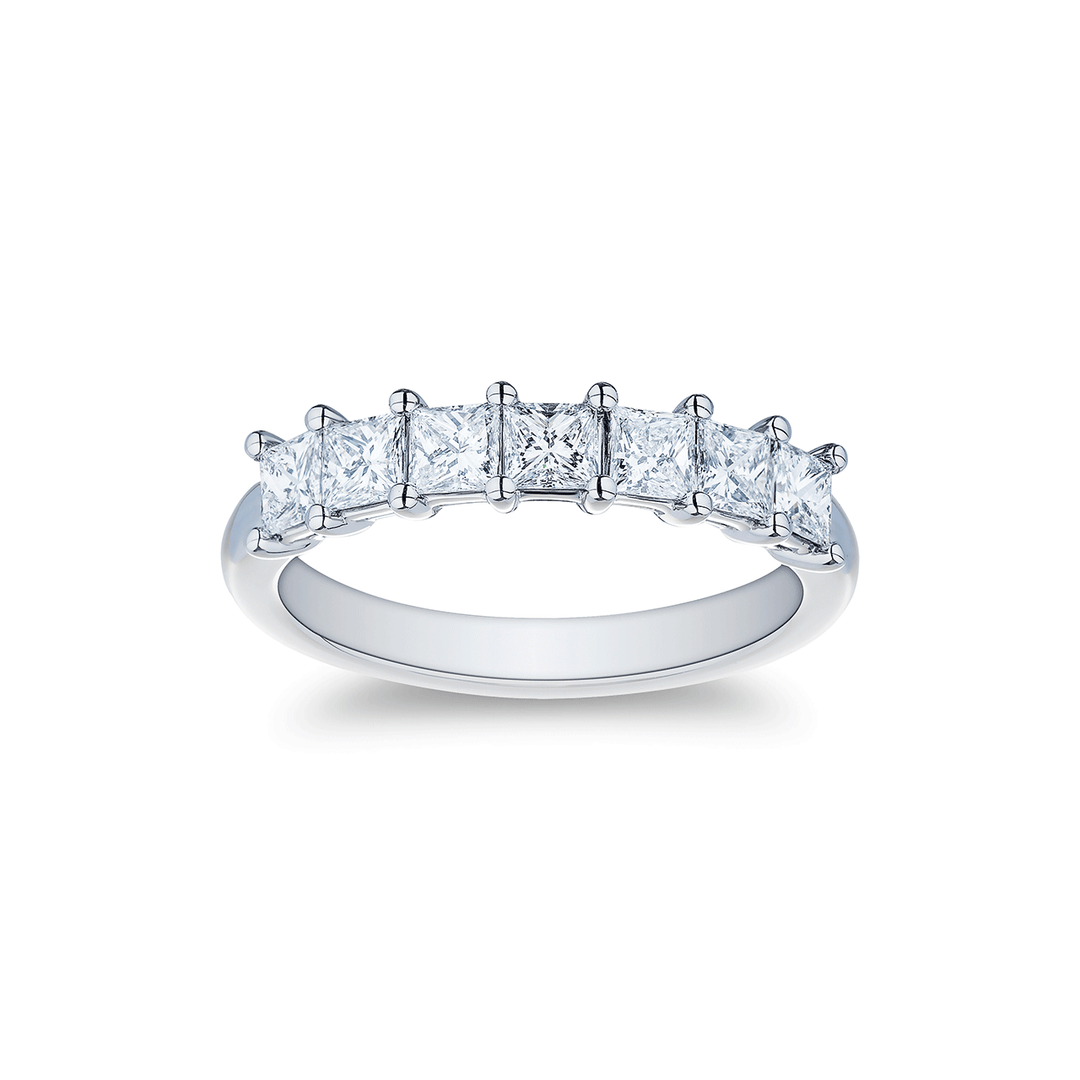 Platinum and .98 Total Weight Princess Cut Diamond Band