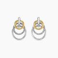 David Yurman Mercer Triple Ring Drop Earrings Sterling Silver with 18k Yellow Gold, 35.6mm