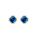 Goshwara Gossip 18k Yellow Gold and 7.61 Total Weight London Blue Topaz Diamond Studs