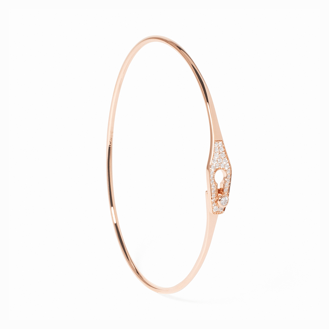 Dinh Van Serrure Jonc 18k Rose Gold and Diamond Bracelet