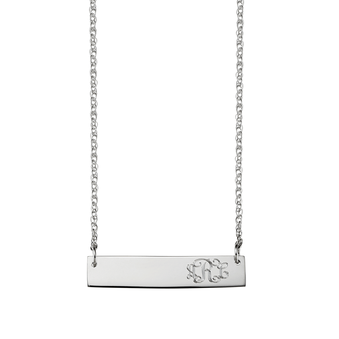 Sterling Silver Monogram ID Bar Necklace with Chain