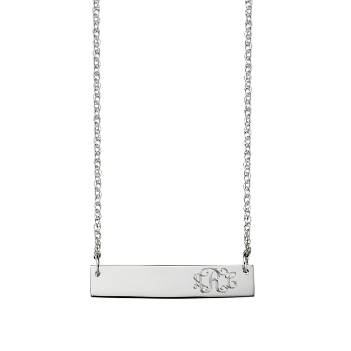 Sterling Silver Monogram ID Bar Necklace with Chain