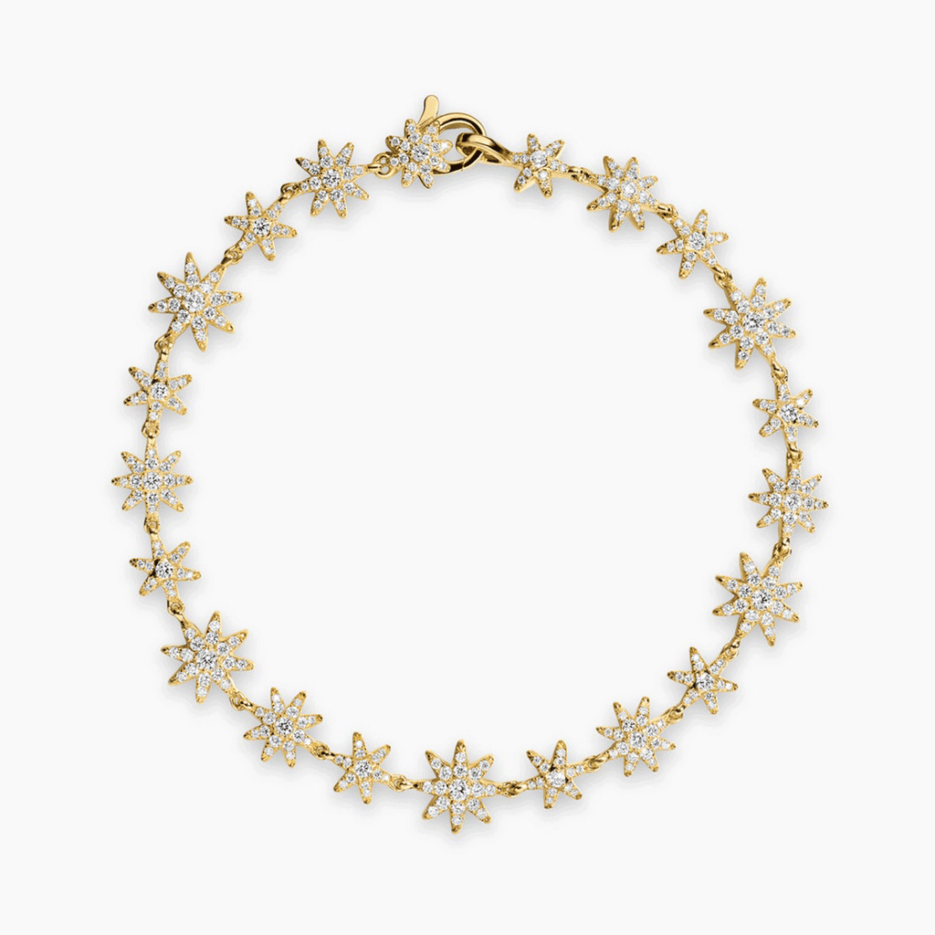 David Yurman Petite Starburst Tennis Bracelet 18K Yellow Gold with Diamonds