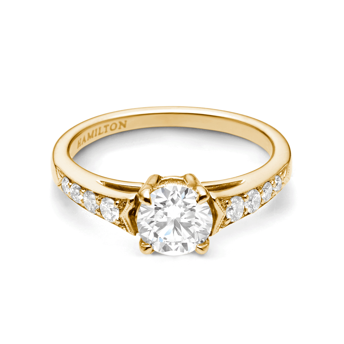 Hamilton 1912 Collection 18k Yellow Gold and 0.25 Total Weight Diamond Engagement Mounting Ring
