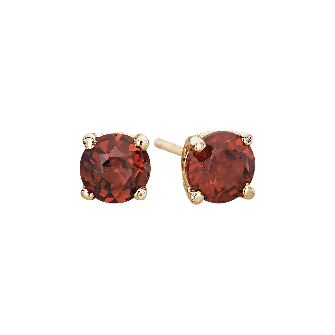 14k 5mm Garnet Birthstone January Stud Earrings