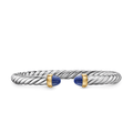 David Yurman Cable Flex® Bracelet Sterling Silver with 14K Yellow Gold and Lapis, 6mm Medium