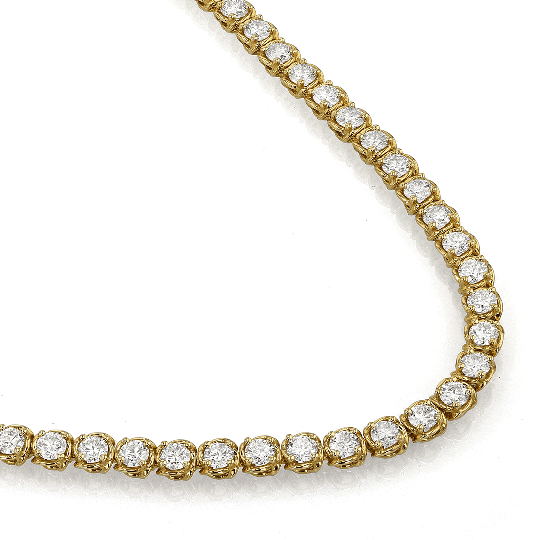 Hamilton Duet Collection 18k Yellow Gold and 8.50 Total Weight Natural Diamond Line Necklace