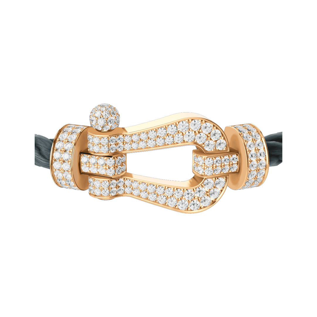 FRED Force 10 Storm Grey Cable with 18k Yellow Gold Extra LG Full Pave Diamond Buckle, Exclusively at Hamilton Jewelers