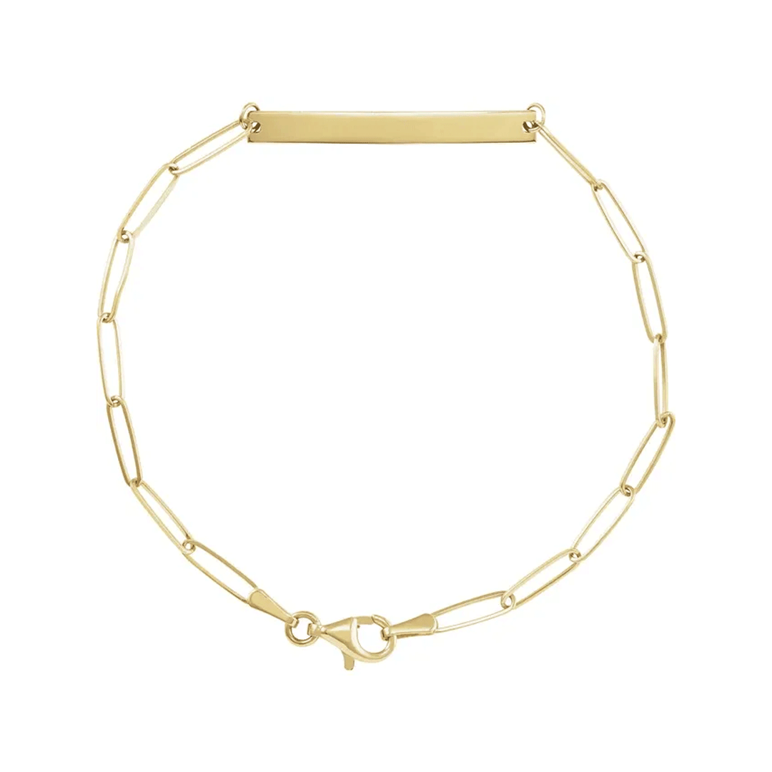 14k Yellow Gold Engravable ID Tag Bracelet