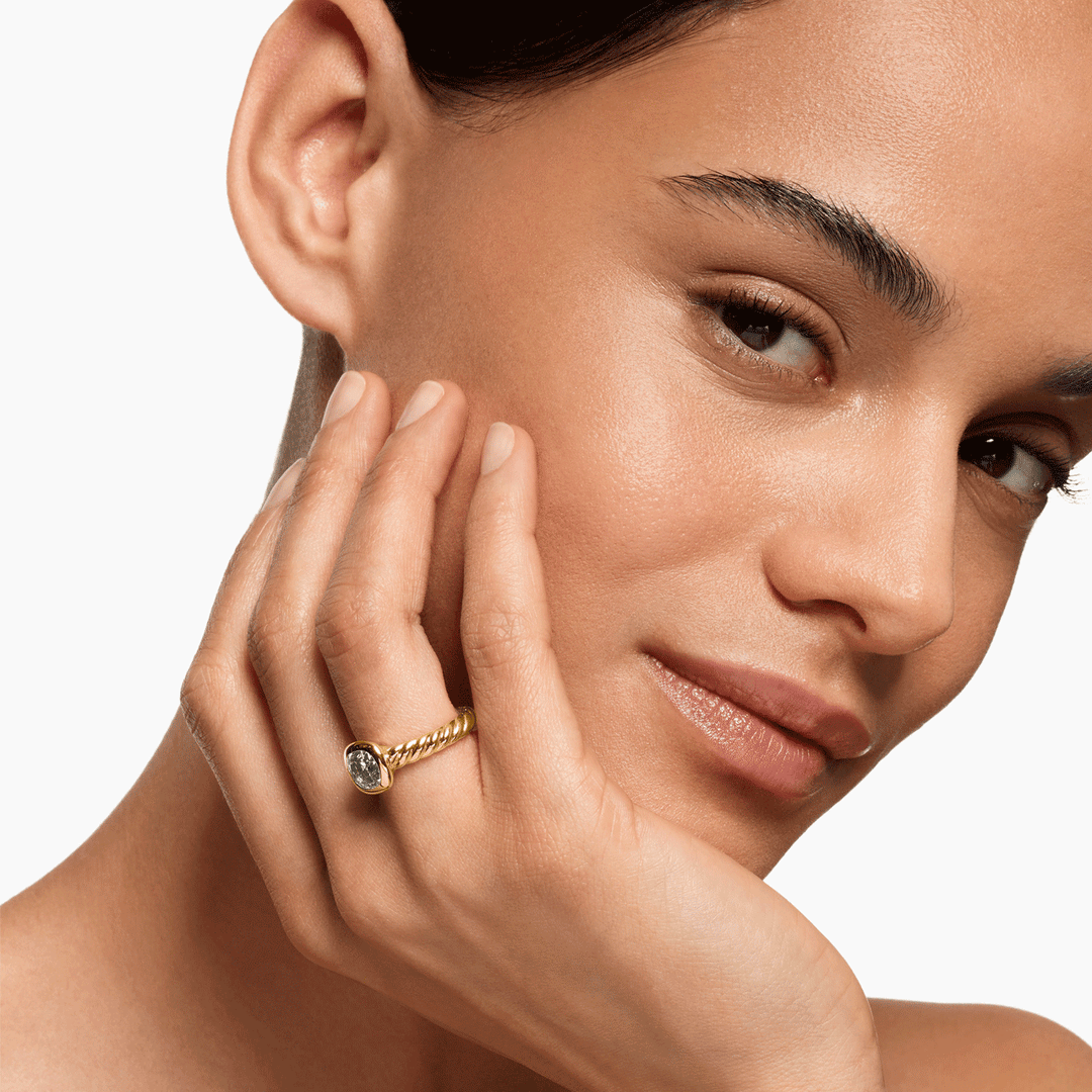 David Yurman Mercer Stone Ring 18k Yellow Gold with Prasiolite, 7mm