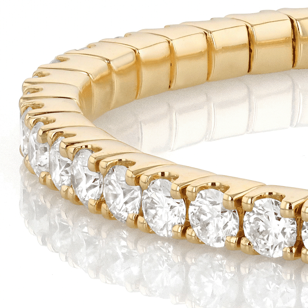 18k Yellow Gold and 11.10 Total Weight Diamond Line Flexible Bracelet