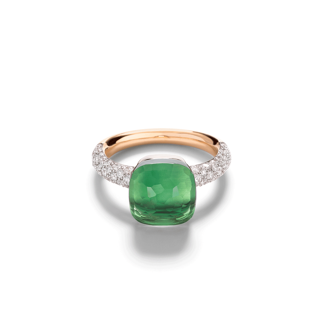 Pomellato Pomellato Nudo Classic 18k Rose White Gold Prasiolite and Diamond Ring