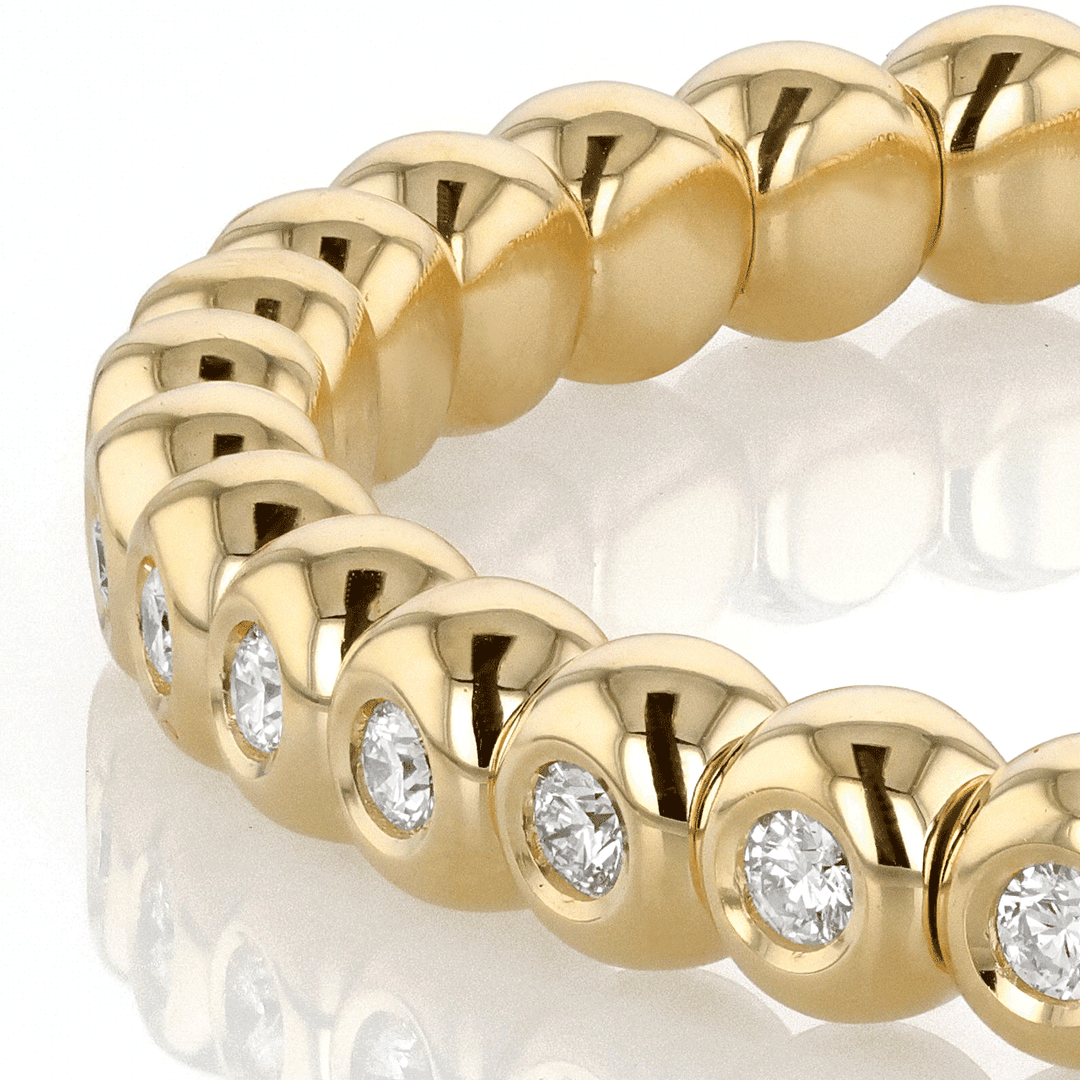 18k Yellow Gold and 1.85 Total Weight Diamond Bezel Stretch Bracelet