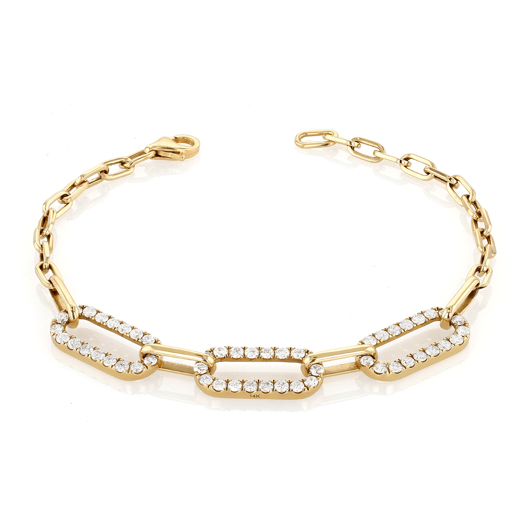 14k Yellow Gold and Diamond Link Bracelet
