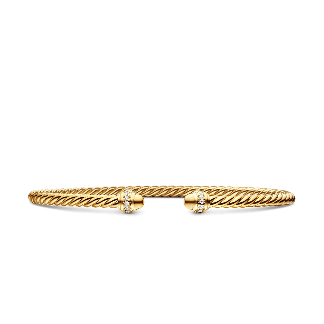 David Yurman Cable Spira Bracelet in 18k Yellow Gold with Diamonds, 3mm