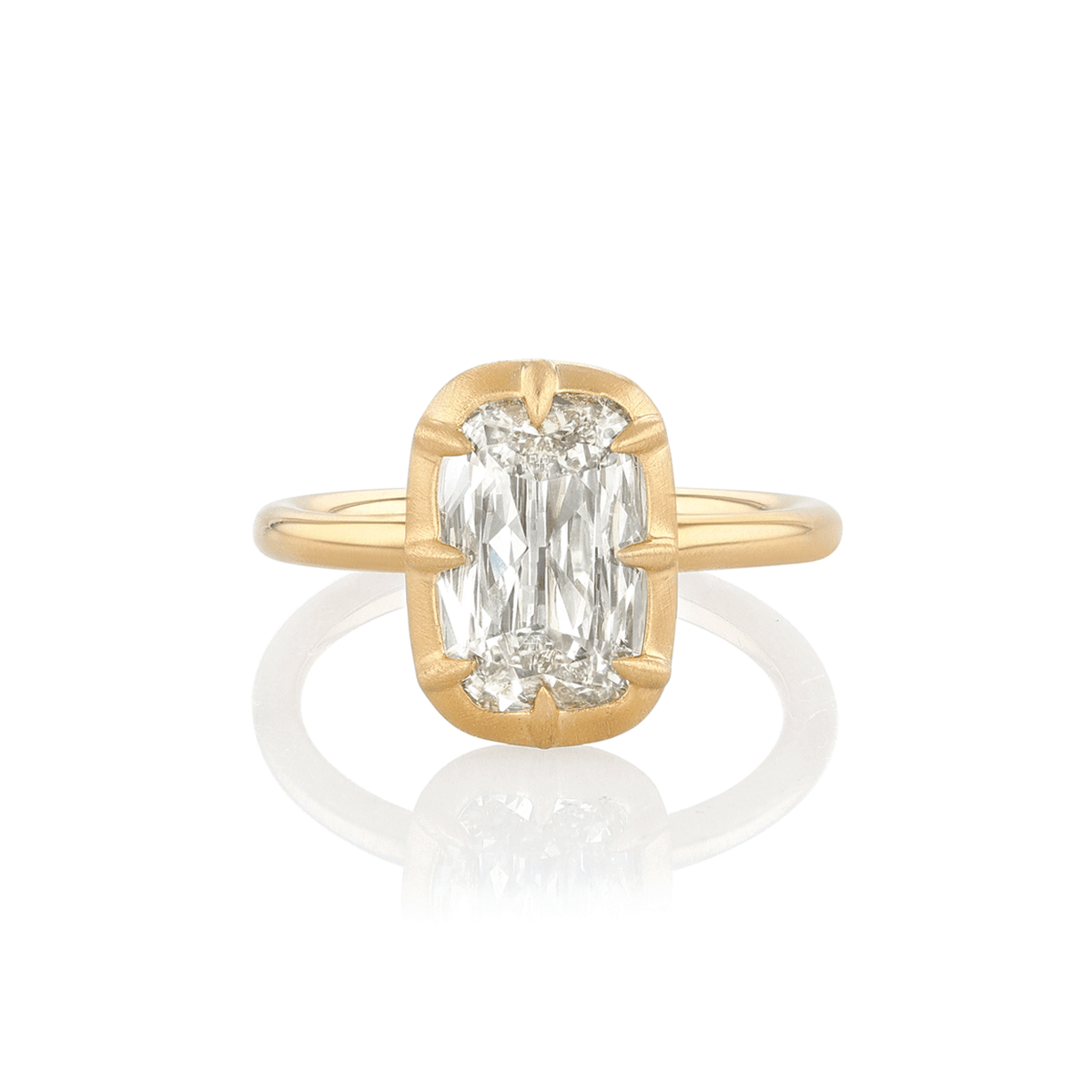 18k Yellow Gold and Cushion Diamond 2.01 Bezel Set Engagement Ring