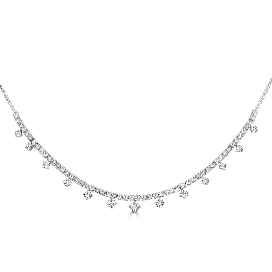 14k Gold and Diamond 2.32 Total Weight Station Line Necklace