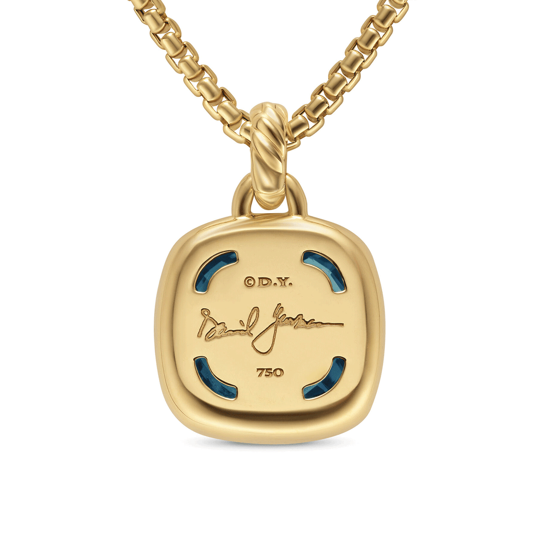 David Yurman Albion® Pendant 18K Yellow Gold with Hampton Blue Topaz and Diamonds 15mm